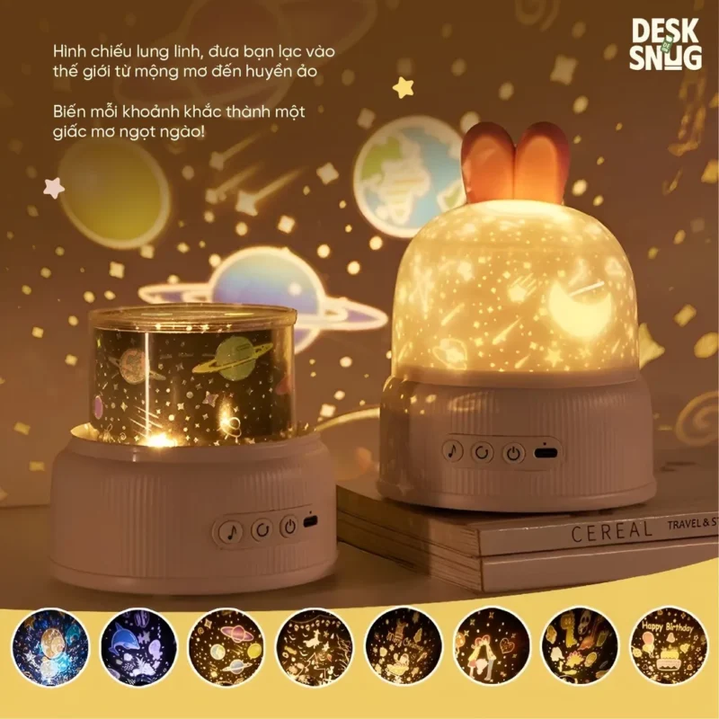 Multidimensional Universe Projector Cute Rabbit, Snowball Projection Lamp - Image 3