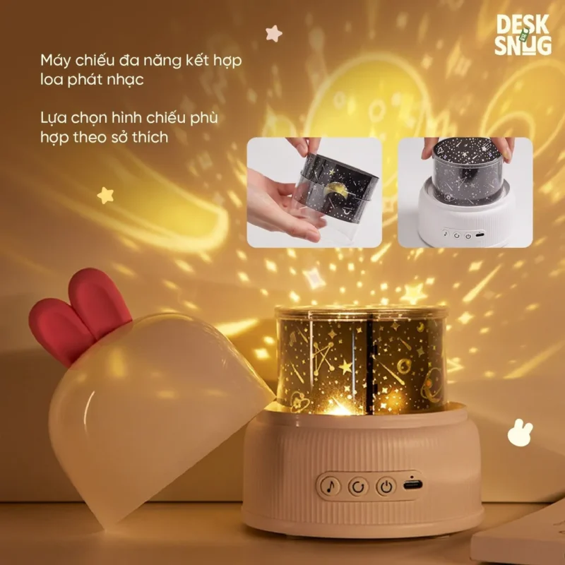 Multidimensional Universe Projector Cute Rabbit, Snowball Projection Lamp - Image 6