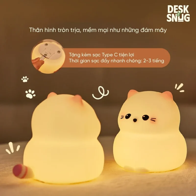 Luminous Usb Rechargeable Glowing Lamp The Good-Pretty-Lovely Fluffy Cat Knight, Furrball - Image 4