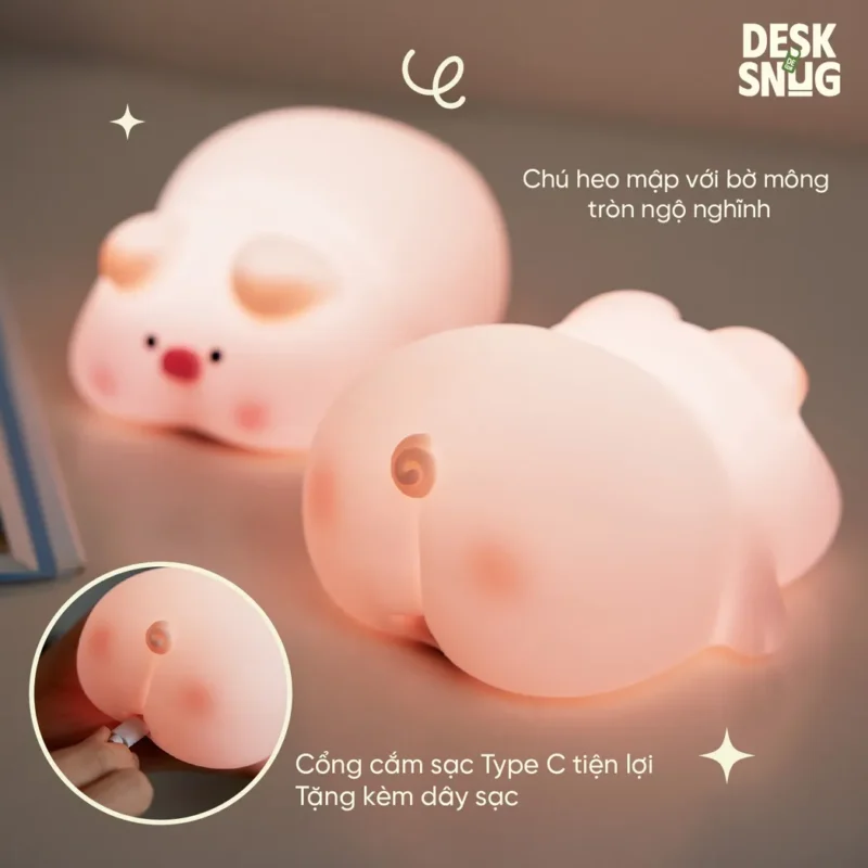 Luminous Usb Rechargeable Glowing Lamp The Pink Pig Interface Pooping Farting, Piggy Pop - Image 6