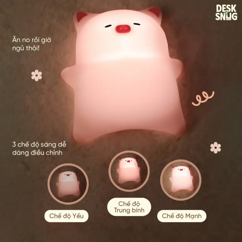 Luminous Usb Rechargeable Glowing Lamp The Pig Interface Lies Relaxing, Pinky Belly - Image 3