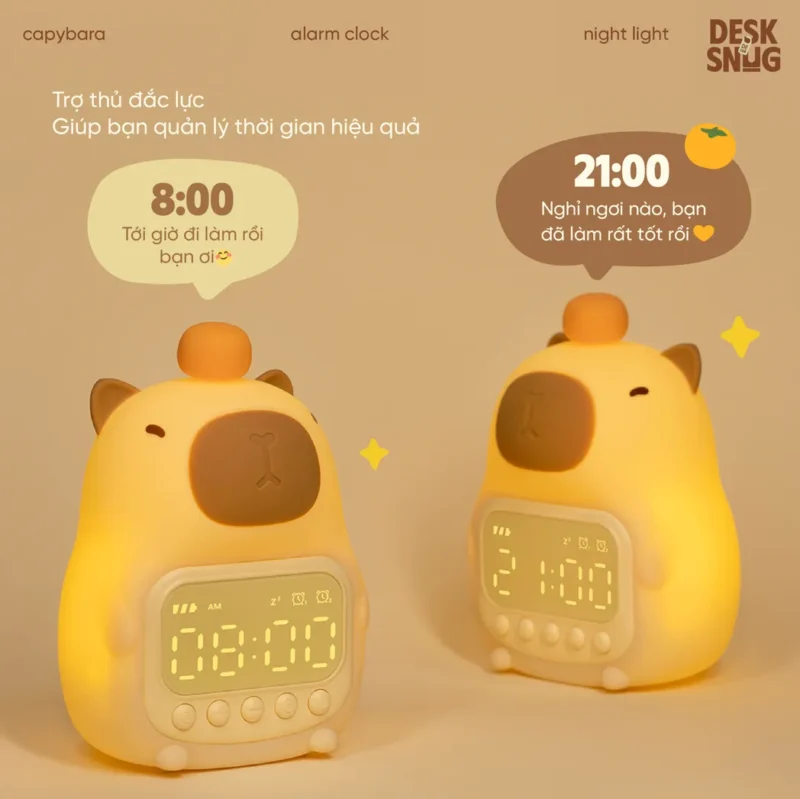 Super Cute Multi-Function Smart Night Light Clock, Cabypara Clock - Image 5