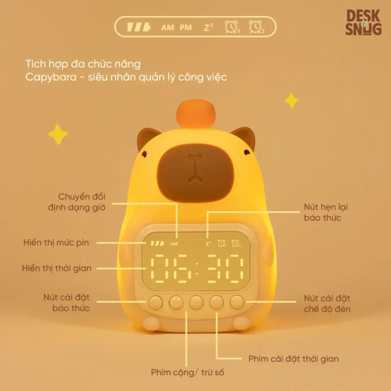 Super Cute Multi-Function Smart Night Light Clock, Cabypara Clock - Image 7