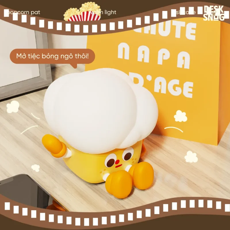 Cute Popcorn Usb Rechargeable Glowing Night Light, Popcorn Pat Lamp - Image 2