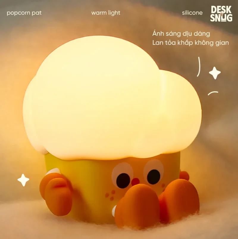 Cute Popcorn Usb Rechargeable Glowing Night Light, Popcorn Pat Lamp - Image 3
