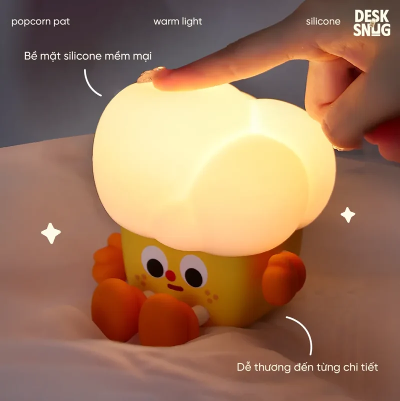 Cute Popcorn Usb Rechargeable Glowing Night Light, Popcorn Pat Lamp - Image 4