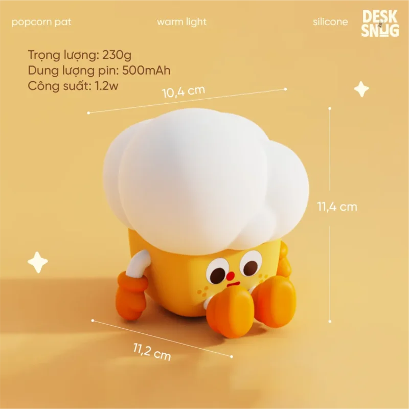 Cute Popcorn Usb Rechargeable Glowing Night Light, Popcorn Pat Lamp - Image 6