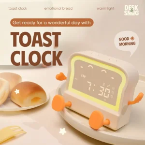 Cute Toast Interface Night Light Clock, Toast Clock