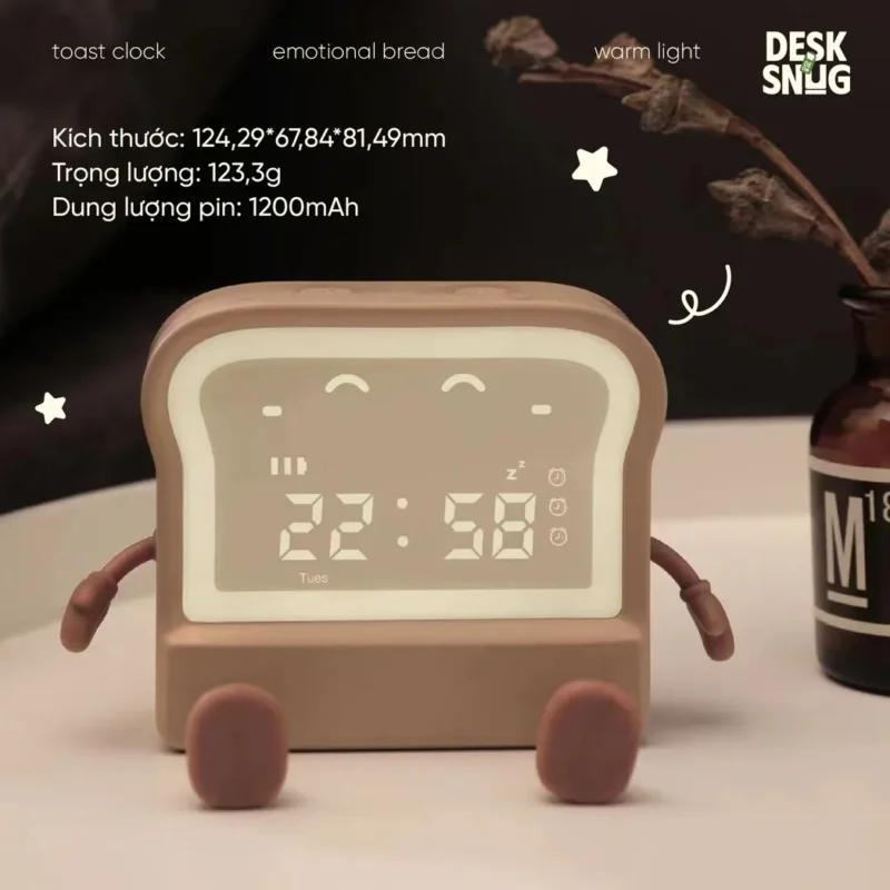 Cute Toast Interface Night Light Clock, Toast Clock - Image 3