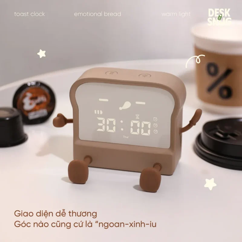 Cute Toast Interface Night Light Clock, Toast Clock - Image 4