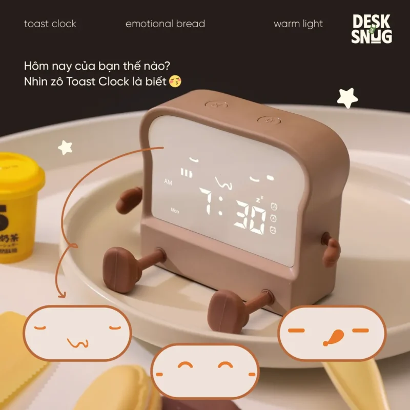 Cute Toast Interface Night Light Clock, Toast Clock - Image 5