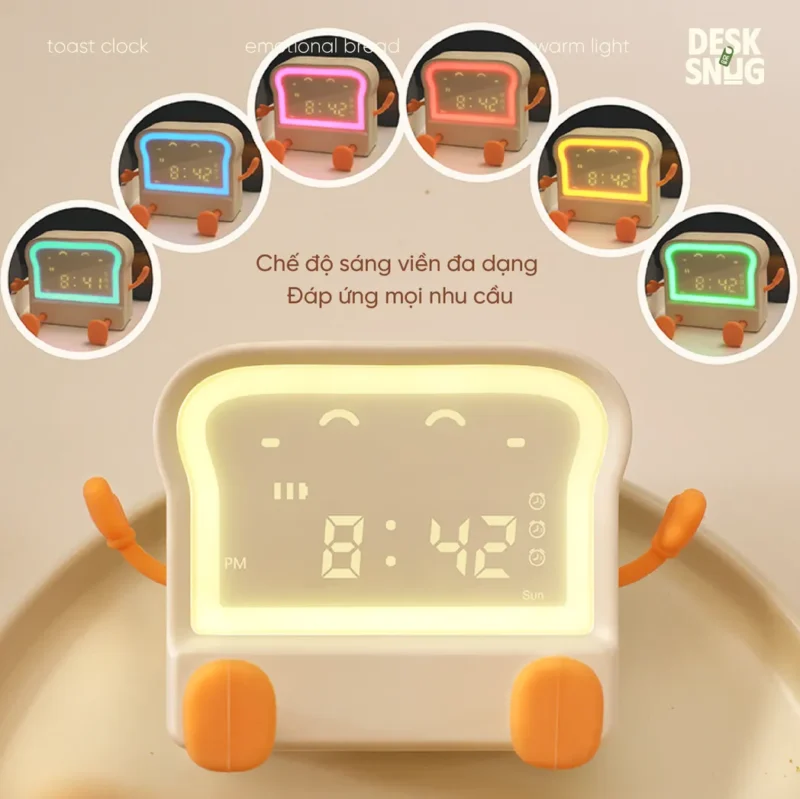 Cute Toast Interface Night Light Clock, Toast Clock - Image 6