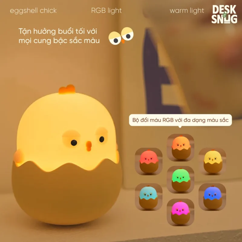 Rgb Color Glowing Lamp with Usb Charger, Eggshell Chick - Image 5